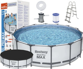 Bestway 15ft Steel PRO Max X Large New Swimming Pool 56438 (457x122cm)