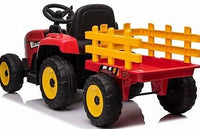 XMX 12V KIDS RIDE ON TRACTOR WITH TRAILER - RED