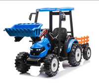 New 24v High roof kids electric ride on tractor with trailer - Blue