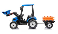 New 24v High roof kids electric ride on tractor with trailer - Blue