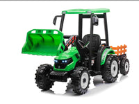 New 24v High roof kids electric ride on tractor with trailer - Green