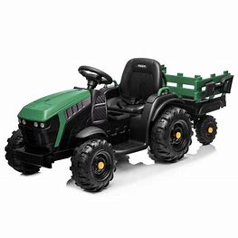 Green 12v BDM tractor with trailer