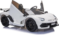 Licensed 2 seater Lamborghini SVJ 24v Drift kids ride on car - White