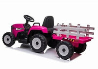 XMX 12V KIDS RIDE ON TRACTOR WITH TRAILER - PINK