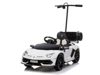 Licensed Lamborghini SVJ with Parent ride platform kids car - White