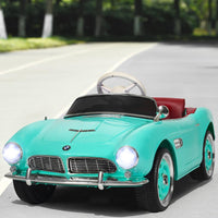 BMW Classic retro Kids 12v ride on car with remote - Green