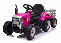 XMX 12V KIDS RIDE ON TRACTOR WITH TRAILER - PINK