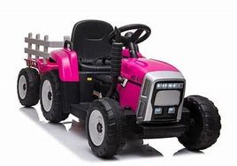 XMX 12V KIDS RIDE ON TRACTOR WITH TRAILER - PINK