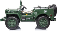 Willy Jeep 4WD 3 seater kids ride on car - Dark Army Green