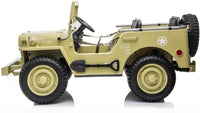 Willy Jeep 4WD 3 seater kids ride on car - DKhaki Green