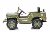 New 2022 Willys Jeep 4WD 12v single seat kids car - Olive Green