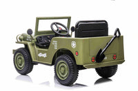 New 2022 Willys Jeep 4WD 12v single seat kids car - Olive Green