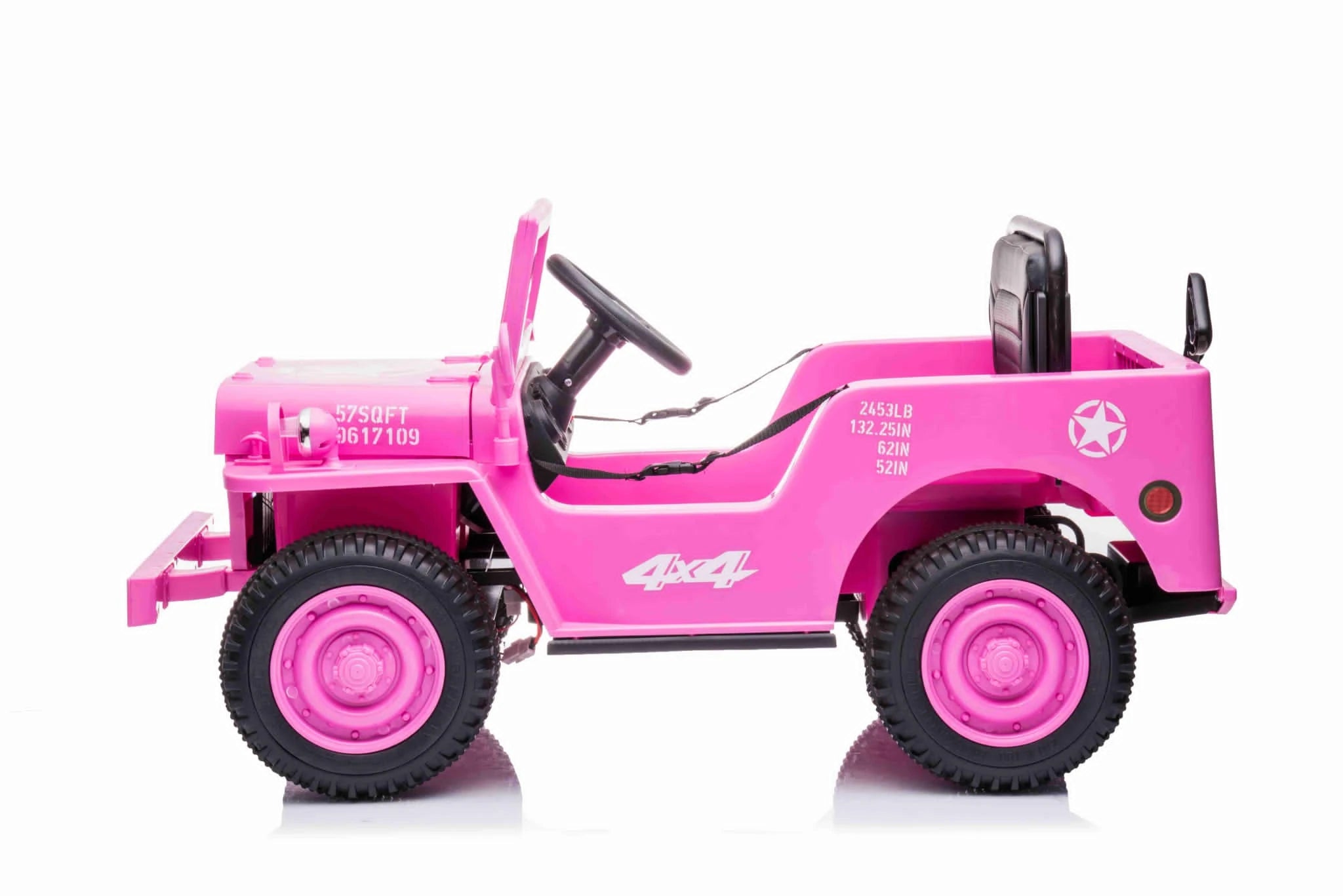 New 2022 Willys Jeep 4WD 12v single seat kids car Pink Kidscarshop